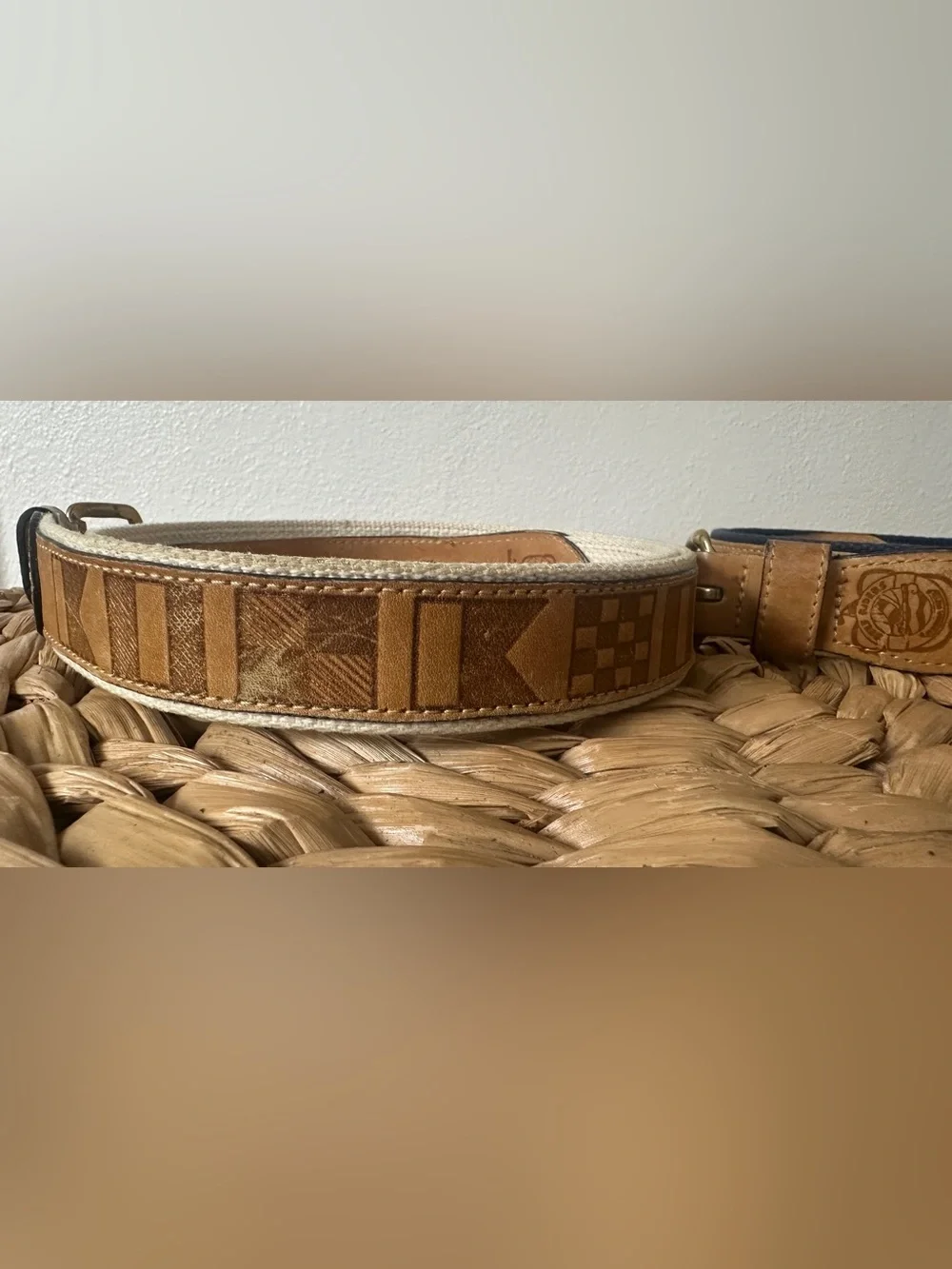 Reef Riders Leather Canvas Webbing Fish Belts Size 40 Pair Vtg Style